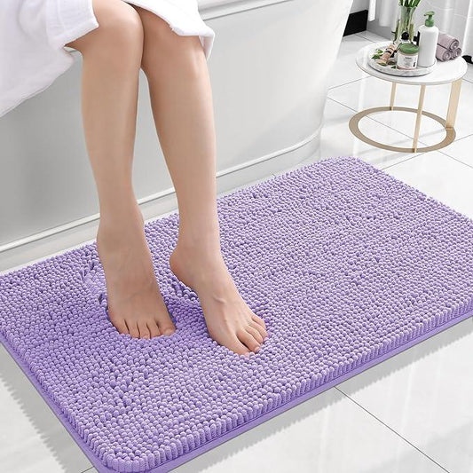 OLANLY Bathroom Rugs 24x16, Extra Soft Absorbent Chenille Bath Rugs, Rubber Backing Quick Dry, Machine Washable Bath Mats for Bathroom Floor, Tub and Shower, Home Decor Accessories, Lavender - ModernBath