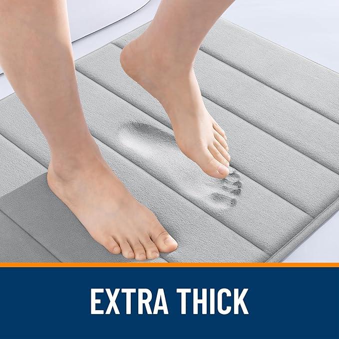 OLANLY Memory Foam Bath Mat 44x24, Super Soft Absorbent Bathroom Rugs, Quick Dry, Machine Washable Shower Floor Rugs, Bathmat Carpet, Bathroom Home Decor Accessories, Light Gray - ModernBath
