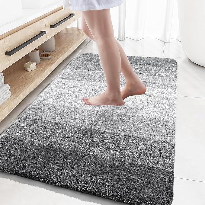 OLANLY Bathroom Rugs Mat 59x35, Extra Soft Absorbent Microfiber Bath Rugs, Rubber Backing, Quick Dry, Machine Washable Bath Mats for Bathroom Floor, Tub and Shower, Home Decor Accessories, Grey - ModernBath