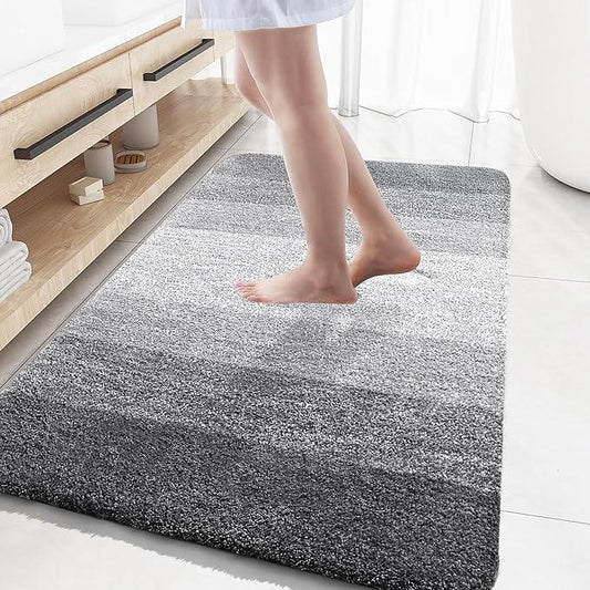 OLANLY Bathroom Rugs Mat 59x35, Extra Soft Absorbent Microfiber Bath Rugs, Rubber Backing, Quick Dry, Machine Washable Bath Mats for Bathroom Floor, Tub and Shower, Home Decor Accessories, Grey - ModernBath