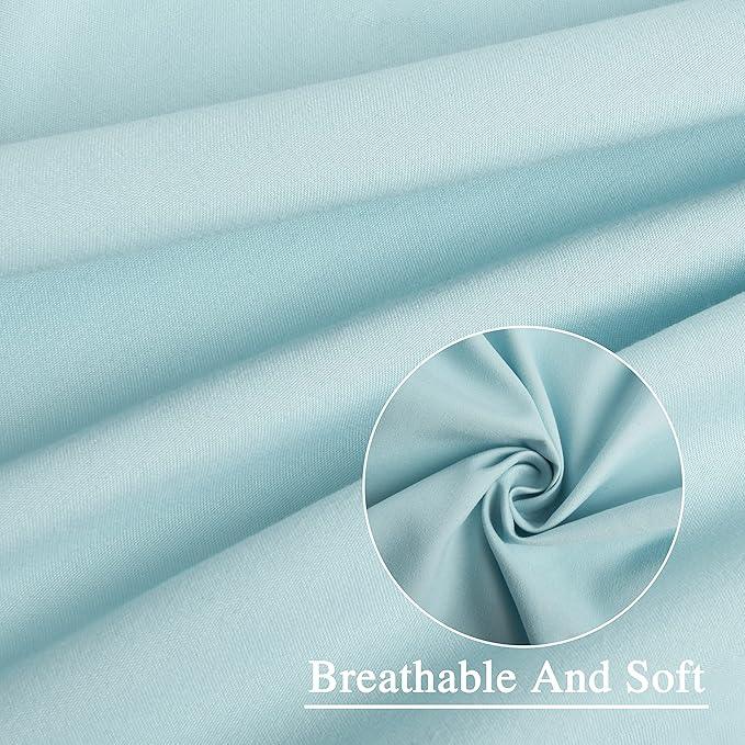 Homechoice Decor Spa Blue Ruffle Shower Curtain, Vintage Handcrafted Bow Tie Bath Curtain for Master Bathroom, Ruched Microfiber Bathroom Curtain with 12 Buttonholes, 72" W x 72" H (LQ-10) - ModernBath