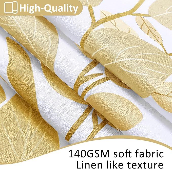 BOODII Yellow Leaf Shower Curtain for Bathroom Botanical Eucalyptus Nature Eucalyptus Shower Curtain Set Floral Leaves Waterproof Bathroom Bath Curtains with Hooks 72x72 - ModernBath