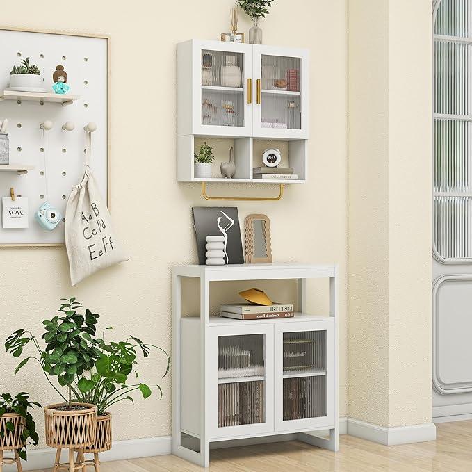 Wall Mounted Bathroom Storage Cabinet Medicine Cabinet with Acrylic Doors & Towel Bar Adjustable Shelves for Bathroom, Laundry Room, Bedroom, Enterway - ModernBath