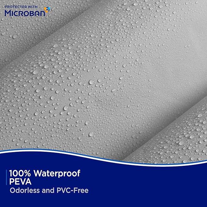 Kenney MB61159 Microban Protected Medium Weight 4.8 Gauge Waterproof PEVA Shower Curtain Liner with Rust-Resistant Metal Grommets and Weighted Magnetic Hem for Bathroom, 70" W x 72" H, Gray, 1-Pack - ModernBath