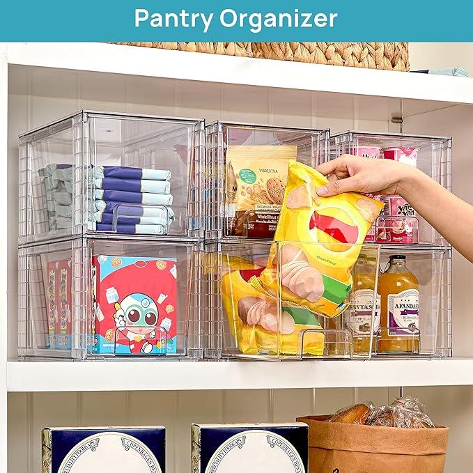 Vtopmart 8 Pack Large Stackable Storage Drawers,Clear Acrylic Drawer Organizers with Handles, Easily Assemble for Fridge, Bathroom,Kitchen Undersink,Cabinet,Pantry Organization and Storage - ModernBath
