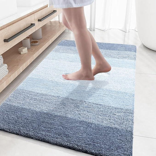 OLANLY Bathroom Rugs Mat 59x35, Extra Soft Absorbent Microfiber Bath Rugs, Rubber Backing, Quick Dry, Machine Washable Bath Mats for Bathroom Floor, Tub and Shower, Home Decor Accessories, Blue - ModernBath