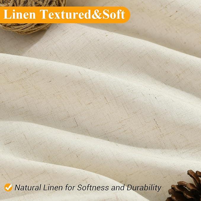 Naturoom Warm Beige Linen Shower Curtain, Country Boho Farmhouse Bath Decor Shower Curtains Neutral Cloth Weighted Textured Fabric Bath Curtain Liner with Hooks, 72x78 - ModernBath