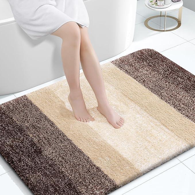 OLANLY Bathroom Rugs Mat 47x32, Extra Soft Absorbent Microfiber Bath Rugs, Rubber Backing, Quick Dry, Machine Washable Bath Mats for Bathroom Floor, Tub and Shower, Home Decor Accessories, Brown - ModernBath