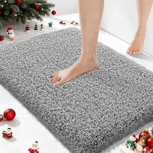Yimobra Bath Rugs for Bathroom 32x20, Ultra Soft and Water Absorbent Bath Mats, Non Slip Plush Shower Rugs, Microfiber Thick Matts for Bathroom Floor/Tub, Machine Washable, Pure Gray - ModernBath