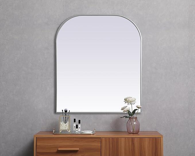 Illuminate, Metal Frame Arch Mirror 36X42 Inch in, Modern, Silver - ModernBath