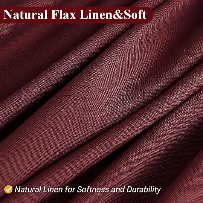Naturoom Burgundy 42 Inch Shower Curtain - Stall Narrow Half Linen Ultra Thick Fabric Shower Curtain Set with Hooks, Boho Farmhouse Rustic RV Camper Bath Curtains for Bathroom, 42x72 - ModernBath