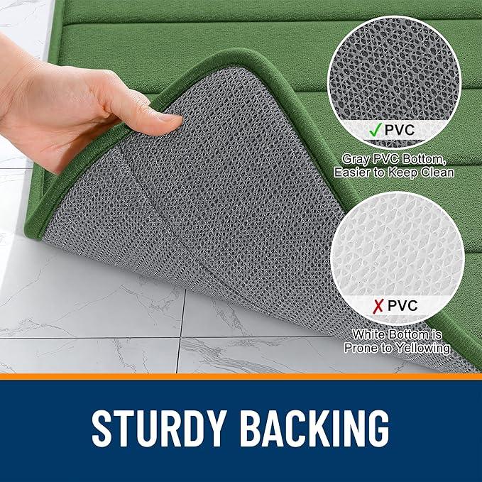 OLANLY Memory Foam Bath Mat 59x35, Super Soft Absorbent Bathroom Rugs, Quick Dry, Machine Washable Shower Floor Rugs, Bathmat Carpet, Bathroom Home Decor Accessories, Olive Green - ModernBath