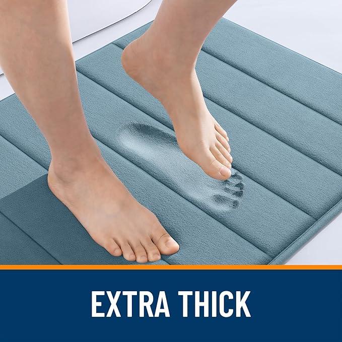 OLANLY Memory Foam Bath Mat 44x32, Super Soft Absorbent Bathroom Rugs, Quick Dry, Machine Washable Shower Floor Rugs, Bathmat Carpet, Bathroom Home Decor Accessories, Airy Blue - ModernBath