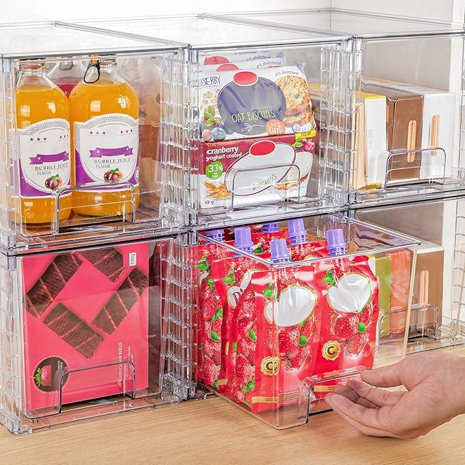 Vtopmart 2 Pack Large Stackable Storage Drawers,Clear Acrylic Drawer Organizers with Handles, Easily Assemble for Bathroom,Kitchen Undersink,Cabinet,Closet,Makeup,Pantry organization and Storage - ModernBath