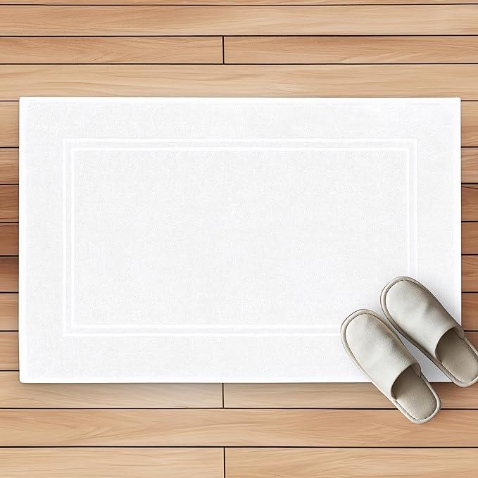 Tens Towels Pack of 2 Bath Mats 100% Cotton, 20 x 32 Inches, Super Absorbent, Hotel Quality Premium Floor Towels, Luxurious, Soft & Quick Dry, Not a Bathroom Rug, White - ModernBath