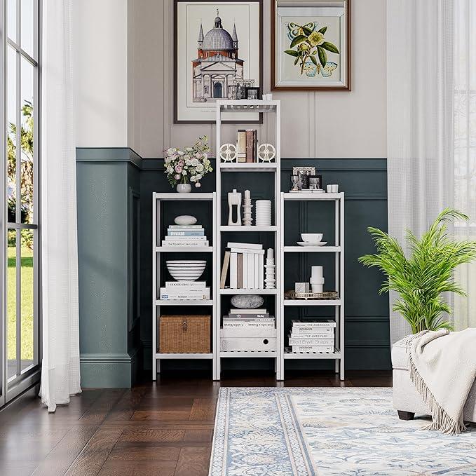 SMIBUY Bathroom Storage Shelf, 4-Tier Bamboo Rack Organizer, Multifunctional Shelving Unit for Living Room Bedroom Kitchen (White) - ModernBath