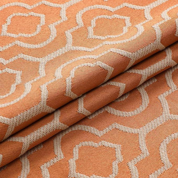 MitoVilla Orange Farmhouse Shower Curtain Set 72 x 78, Boho 78 inch Long Cotton Tassel Fabric Shower Curtain Set for Fall Cottagecore French Rustic Bathroom Decor - ModernBath