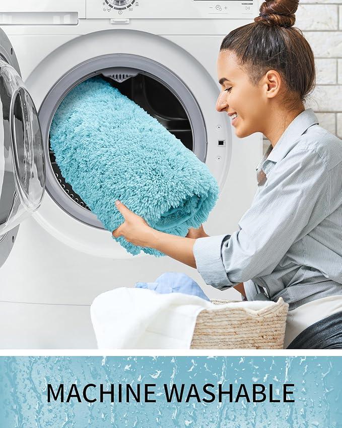 Ruggnovea Bathroom Rugs Non Slip Washable, Ultra Soft Thick Shaggy Absorbent Bath Mats, High Density Foam Latex Non Slip Backing Bath Rugs, Microfiber Bath Mats for Bathroom Floor&Sink,24x17,Teal - ModernBath