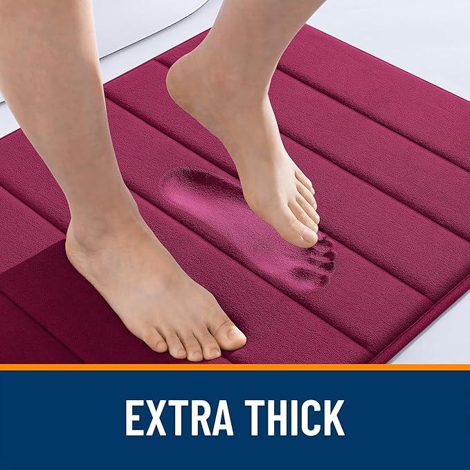 OLANLY Memory Foam Long Bathroom Rugs Runner 70x24, Super Soft Absorbent Bath Mat, Quick Dry, Machine Washable Shower Floor Rugs, Bathmat Carpet, Bathroom Home Decor Accessories, Burgundy - ModernBath