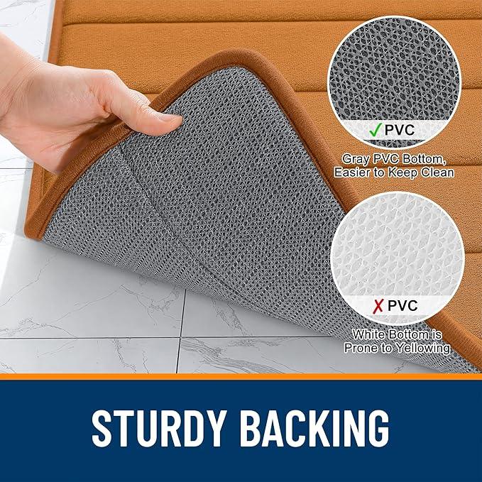 OLANLY Memory Foam Long Bathroom Rugs Runner 47x20, Super Soft Absorbent Bath Mat, Quick Dry, Machine Washable Shower Floor Rugs, Bathmat Carpet, Bathroom Home Decor Accessories, Ochre - ModernBath