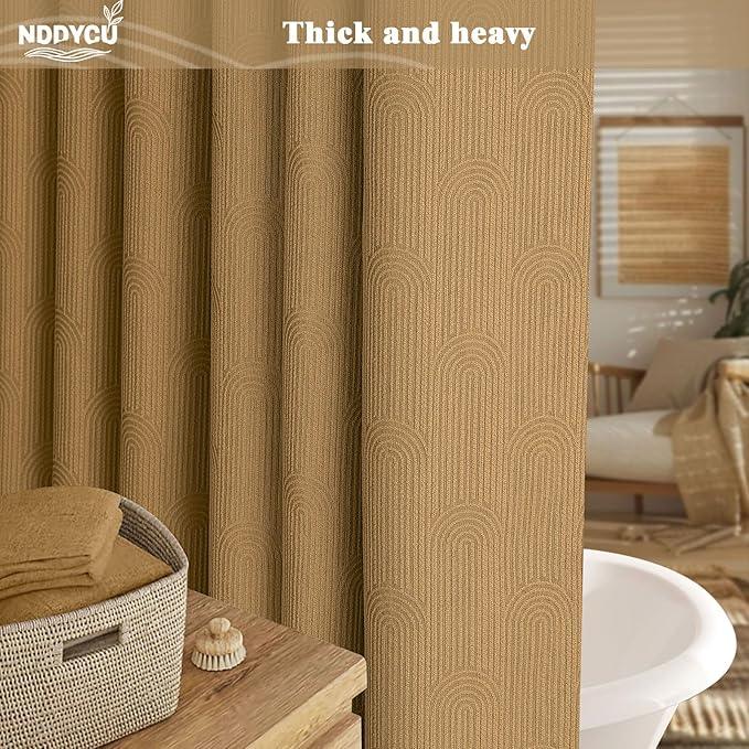 NDDYCU Brown Boho Shower Curtain,Mid Century Neutral Terracotta Mustard Fall Shower Curtain 48" W X 72" L - ModernBath