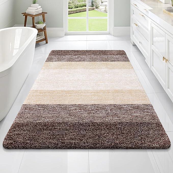 OLANLY Bathroom Rugs Mat 70x46, Extra Soft Absorbent Microfiber Bath Rugs, Rubber Backing, Quick Dry, Machine Washable Bath Mats for Bathroom Floor, Tub and Shower, Home Decor Accessories, Brown - ModernBath