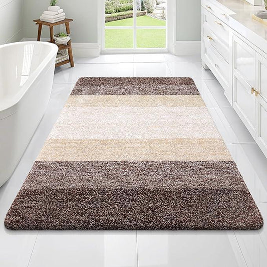OLANLY Bathroom Rugs Mat 70x46, Extra Soft Absorbent Microfiber Bath Rugs, Rubber Backing, Quick Dry, Machine Washable Bath Mats for Bathroom Floor, Tub and Shower, Home Decor Accessories, Brown - ModernBath