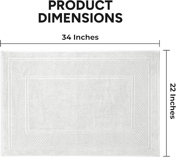 Avalon Towels White Bath Mat - 100% Cotton Set of 2 Absorbent Bathmat - Bathroom Mats Quick Dry Bath Mats for Bathrooms (22x34 Inches) - ModernBath