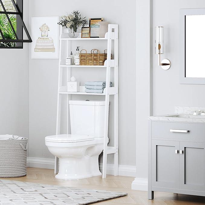 UTEX Over The Toilet Storage Shelf, 3-Tier Over Toilet Bathroom Organizer, Above Toilet Shelves Rack (White) - ModernBath