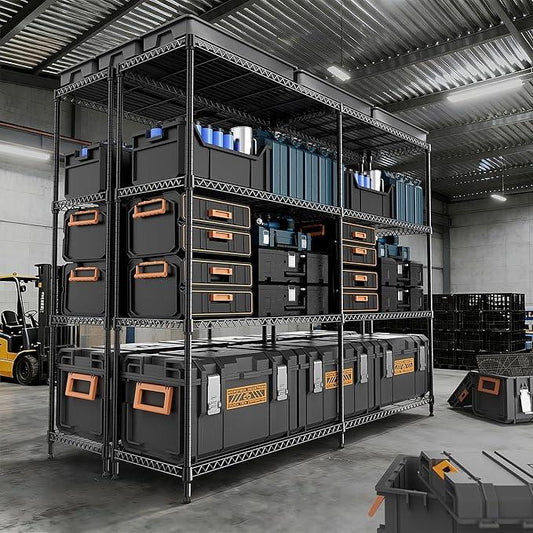 4 Tiers Storage Shelves Load 1200LBS, Metal Shelving Wire Metal Shelving Unit Shelves for Storage Adjustable Garage Shelving for Pantry Kitchen Garage Black 15.8" D x 33.5" W x 59.5" H - ModernBath