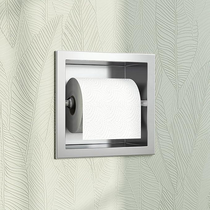 Toilet Paper Holder, SUS 304 Stainless Steel Recessed Toilet Paper Holder Built-in, in Wall Toilet Paper Wall Holder for Bathroom, Brushed Nickel - ModernBath