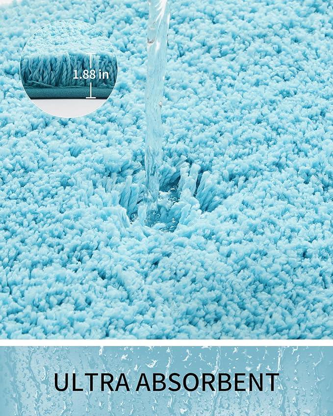 Ruggnovea Bathroom Rugs Non Slip Washable 32x20, Ultra Soft Thick Shaggy Absorbent Bath Mats, High Density Foam Latex Non Slip Backing Bath Rugs, Microfiber Bath Mats for Bathroom Floor&Sink,Teal - ModernBath