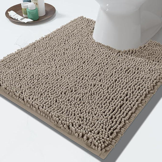 Yimobra Toilet Rugs U Shaped Washable - 24"x20" Non Slip Plush Contour Bath Rugs for Toilet - Super Soft Absorbent Quick Dry Toilet Mats for Bathroom,Camel - ModernBath