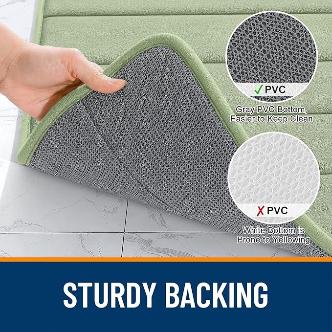 OLANLY Memory Foam Bath Mat 59x35, Super Soft Absorbent Bathroom Rugs, Quick Dry, Machine Washable Shower Floor Rugs, Bathmat Carpet, Bathroom Home Decor Accessories, Sage Green - ModernBath