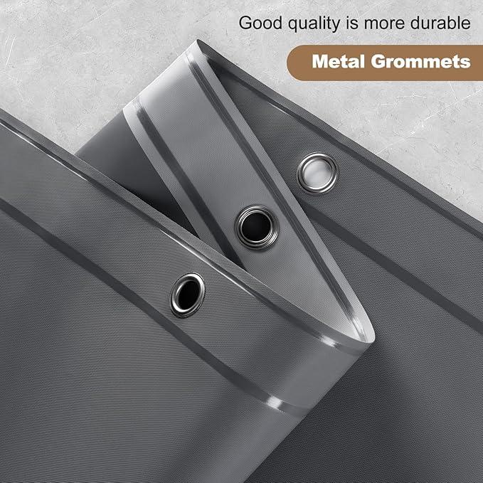 UFRIDAY Dark Grey Extra Long Shower Curtain Liner Premium PEVA 72 x84 inch,Heavy Duty Shower Curtain with 3 Weighted Magnets, Plastic Waterproof Grey Shower Curtains for Bathroom with 12 Hooks - ModernBath