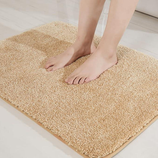 COSY HOMEER Extra Thick Bath Rugs for Bathroom - Anti-Slip Bath Mats Soft Plush Yarn Shaggy 100% Strong Mirco Polyeste Mat Living Room Bedroom Mat Floor Water Absorbent(Beige,16x24 - Inches) - ModernBath