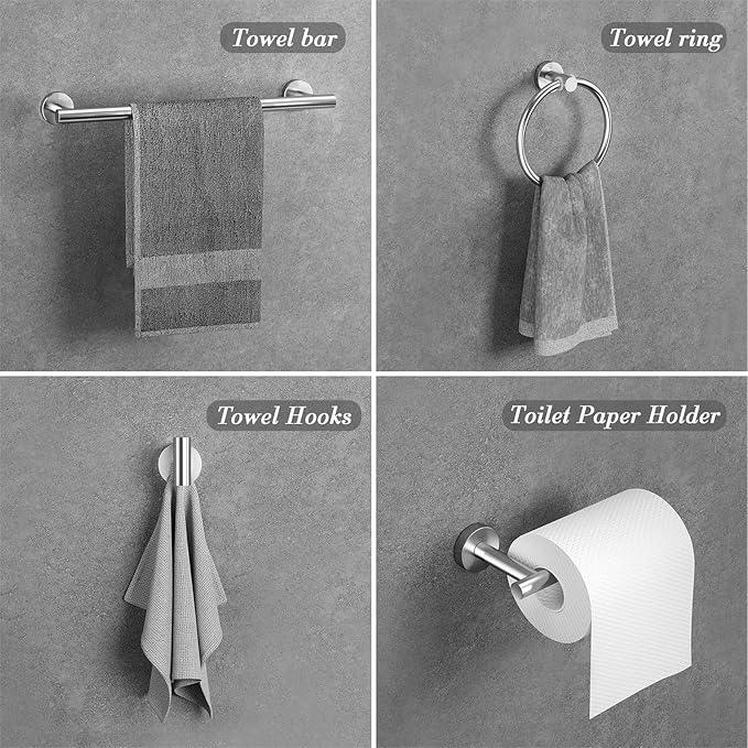10-Pieces Brushed Nickel Bathroom Accessories Set, Stainless Steel Bathroom Hardware Set, Bath Towel Bar Set, Towel Racks for Bathroom Wall Mounted. - ModernBath