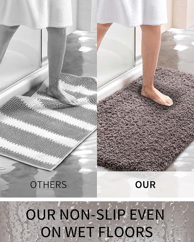 Ruggnovea Bathroom Rugs Non Slip Washable 59x24, Ultra Soft Thick Shaggy Absorbent Bath Mats, High Density Foam Latex Non Slip Backing Bath Rugs, Microfiber Bath Mats for Bathroom Floor&Sink,Dark Grey - ModernBath