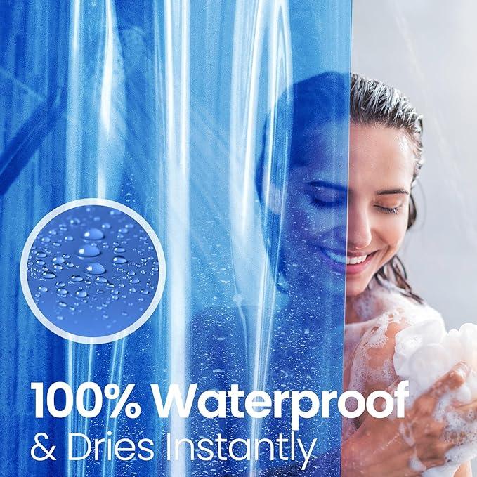 LiBa Bathroom Shower Curtain Premium PEVA Non-Toxic, Blue Clear Waterproof Plastic Shower Curtain Liner with Rust Proof Grommets 8G Bathroom Accessories 72x72 - ModernBath