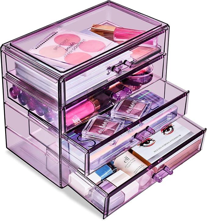Sorbus Makeup Organizer - 4 Drawer Acrylic Make Up Organizers and Storage for Cosmetics, Jewelry, Beauty Supplies, Clear Makeup Organizer for Vanity, Girl's Room, College Dorm, Counter, Bathroom Sink - ModernBath