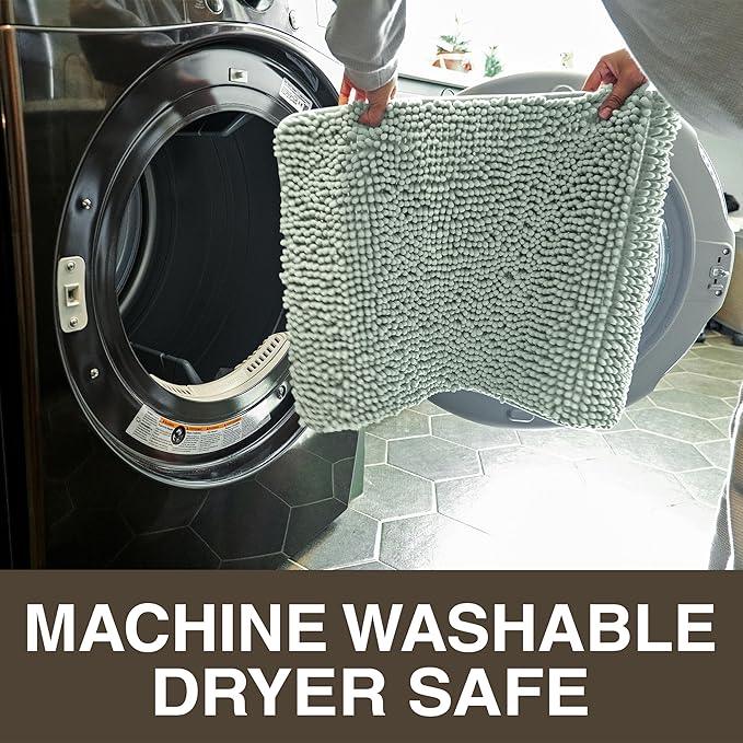 Neater Home Plush Bathroom Rugs 24x17 Thick Chenille Quick Dry Microfiber Absorbent Bath Mat, Soft Bath Rugs, Machine Washable Bathroom Floor Mat for Tub Shower Sink, Home Decor Accessories, Green - ModernBath