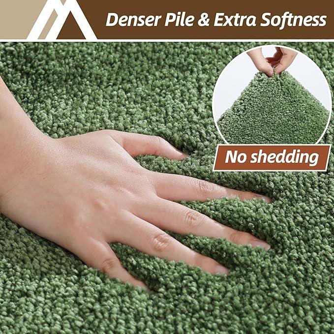 COSY HOMEER Bath Rugs for Bathroom Extra Thick- Anti-Slip Bath Mats Soft Plush Yarn Shaggy 100% Strong Mirco Polyeste Mat Living Room Bedroom Mat Floor Water Absorbent(Green,24x36 - Inches) - ModernBath