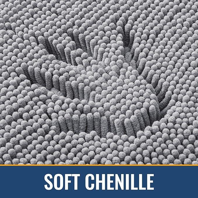 Arotive Bathroom Rugs 59x24, Extra Soft Absorbent Shaggy Chenille Bath Rugs, Machine Washable Rubber Backing Non-Slip Bath Mats for Bathroom Floor Tub and Shower, Home Decor Accessories, Grey - ModernBath