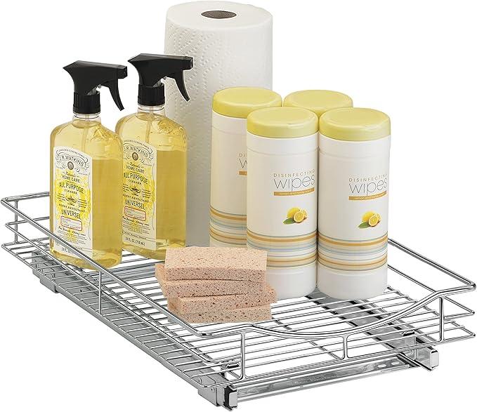LYNK PROFESSIONAL® Pull Out Cabinet Organizer, 14" x 21" Slide Out Drawers for Kitchen Cabinets - Sliding Pull-Out Pantry Shelves – Home Shelf Organizers - Lifetime Ltd. Warranty, Chrome - ModernBath