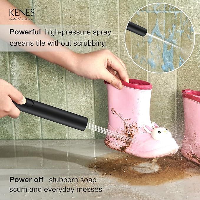 KENES Matte Black Rainfall Bathroom Shower System Rain Shower Head and Handle Set, Shower Faucet Set with 10-Inch Rain Showerhead and Handheld Spray, (Shower Valve Included), LJ-6026A-2 - ModernBath