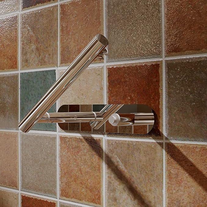 RUACQ Toilet Paper Holder, Self-Adhesive or Wall Mount, SUS304 Stainless Steel Rustproof Stick on Toilet Paper Roll Holder, No Drilling Bathroom Tissue Holder, Modern Pivoting Design (Chrome) - ModernBath
