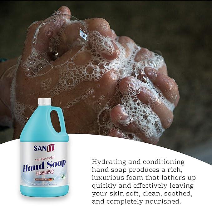 Sanit Antibacterial Foaming Hand Soap Refill - Advanced Formula with Aloe Vera and Moisturizers - All-Natural Moisturizing Hand Wash - Made in USA, Mango Coconut, 1 Gallon - ModernBath