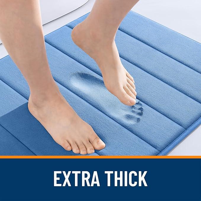 OLANLY Memory Foam Long Bathroom Rugs Runner 47x20, Super Soft Absorbent Bath Mat, Quick Dry, Machine Washable Shower Rugs, Bathmat Carpet, Bathroom Home Decor Accessories, Cornflower Blue - ModernBath