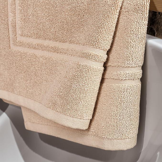Tens Towels Pack of 2 Bath Mats 100% Cotton, 20 x 32 Inches, Super Absorbent, Hotel Quality Premium Floor Towels, Luxurious, Soft & Quick Dry, Not a Bathroom Rug, Beige - ModernBath