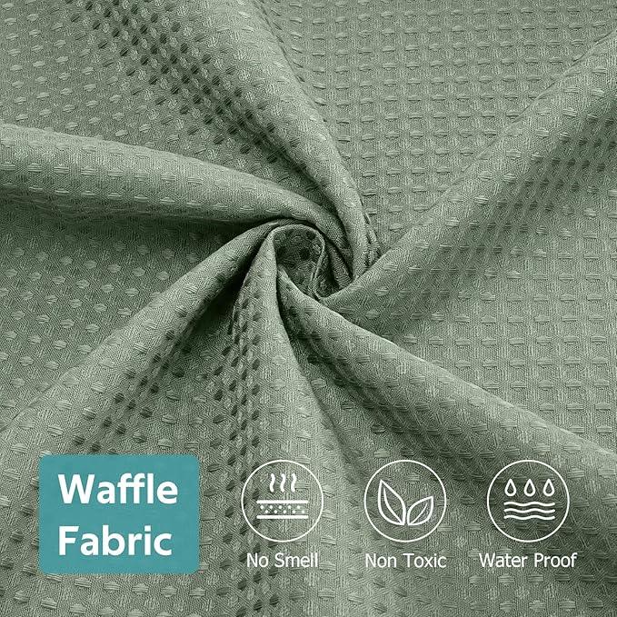 Vipfree 3 in 1 Shower Curtain Set, Waffle Shower Curtain and Liner Set with 12 Double Sided Shower Curtain Hooks, 258GSM Luxury Weighted Cloth Shower Curtains for Bathroom, 72 W x 72 H, Sage Green - ModernBath